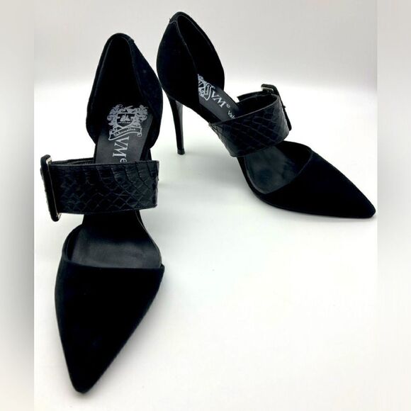 Valse Maitre Black Suede Buckle Stiletto Heels Size 220 - Picture 2 of 11